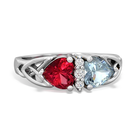 lab ruby-aquamarine celtic ring