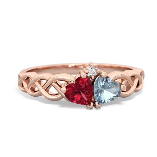 lab ruby-aquamarine celtic braid ring