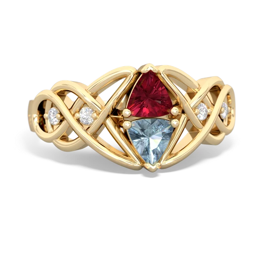 lab ruby-aquamarine celtic knot ring