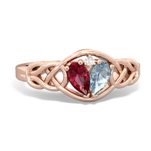 lab ruby-aquamarine celtic knot ring