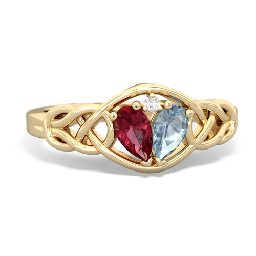 lab ruby-aquamarine celtic knot ring