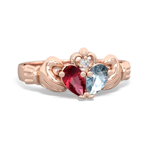 lab ruby-aquamarine claddagh ring