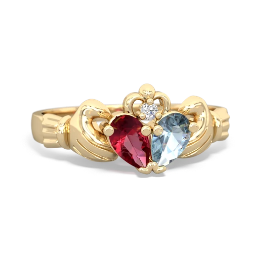 lab ruby-aquamarine claddagh ring