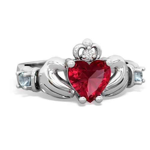 lab ruby-aquamarine claddagh ring