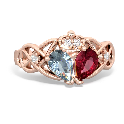 lab ruby-aquamarine claddagh ring