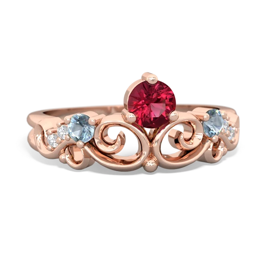 Lab Ruby Lab Created Ruby with Genuine Aquamarine and Genuine Smoky Quartz Crown Keepsake ring Ring