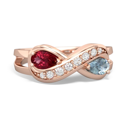 lab ruby-aquamarine diamond infinity ring