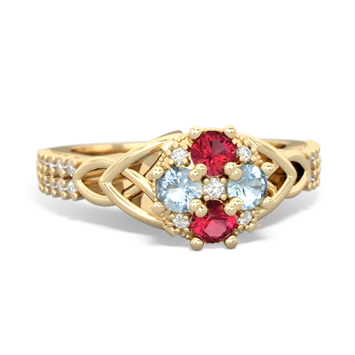 Lab Ruby Lab Created Ruby with Genuine Aquamarine Celtic Knot Engagement ring Ring