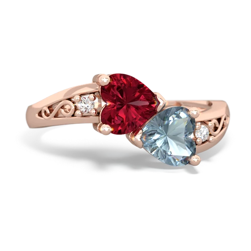 lab ruby-aquamarine filligree ring