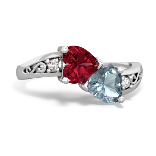 lab ruby-aquamarine filligree ring