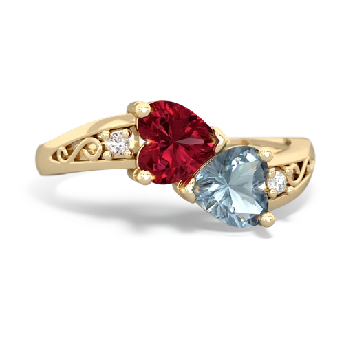 lab ruby-aquamarine filligree ring