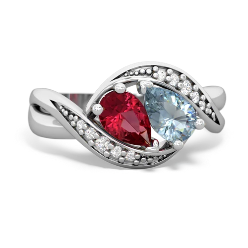 Lab Created Ruby with Genuine Aquamarine Summer Winds ring