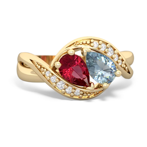 Lab Ruby Lab Created Ruby with Genuine Aquamarine Summer Winds ring Ring