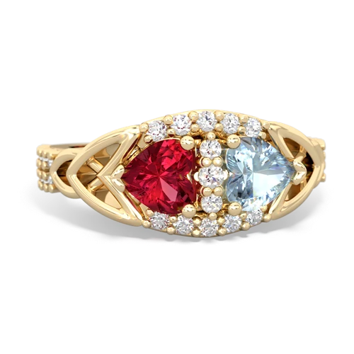 Lab Ruby Lab Created Ruby with Genuine Aquamarine Celtic Knot Engagement ring Ring