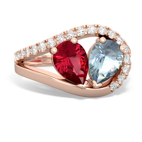 lab ruby-aquamarine pave heart ring