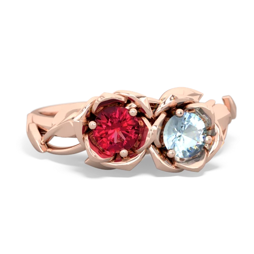 lab ruby-aquamarine roses ring