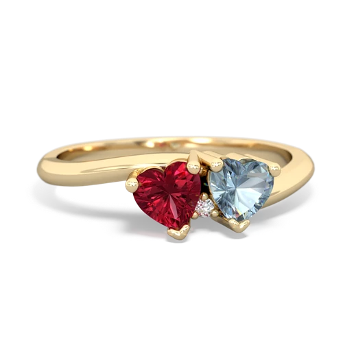 Lab Ruby Lab Created Ruby with Genuine Aquamarine Sweetheart's Promise ring Ring