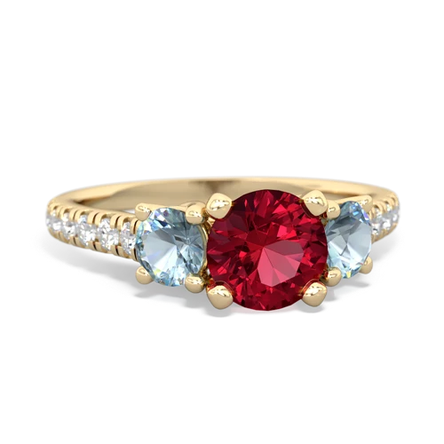Lab Ruby Lab Created Ruby with Genuine Aquamarine and  Pave Trellis ring Ring