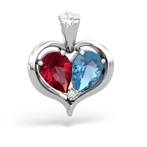 Lab Ruby Lab Created Ruby with Genuine Swiss Blue Topaz Two Become One pendant Pendant