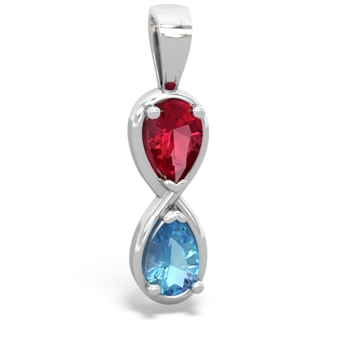 lab ruby-blue topaz infinity pendant