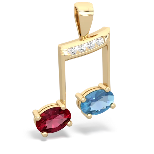 lab ruby-blue topaz music notes pendant