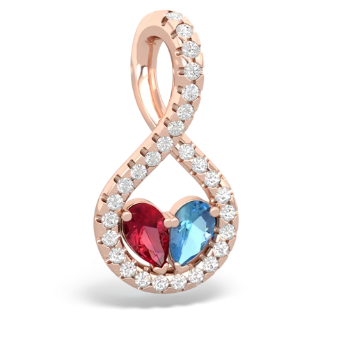 Lab Ruby Lab Created Ruby with Genuine Swiss Blue Topaz PavÃ© Twist pendant Pendant