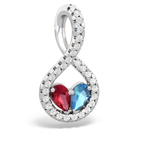 lab ruby-blue topaz pave twist pendant