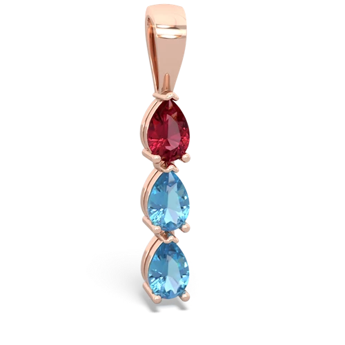 Lab Ruby Lab Created Ruby with Genuine Swiss Blue Topaz and  Three Stone pendant Pendant
