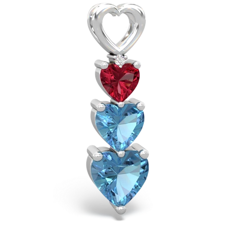 lab ruby-blue topaz three stone pendant