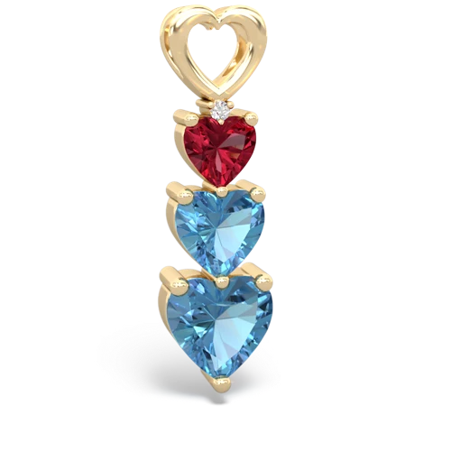 Lab Ruby Lab Created Ruby with Genuine Swiss Blue Topaz and Genuine London Blue Topaz Past Present Future pendant Pendant