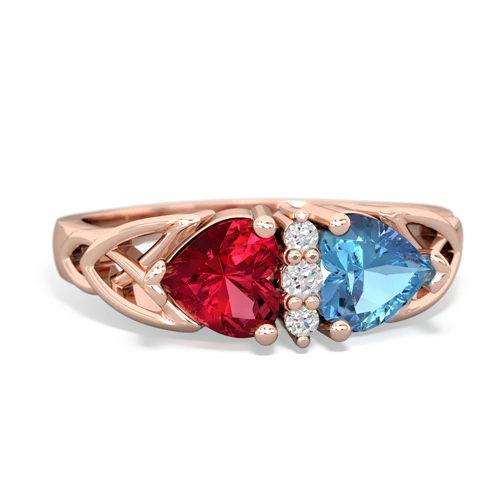 lab ruby-blue topaz celtic ring
