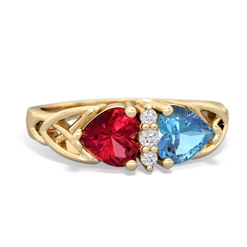 lab ruby-blue topaz celtic ring