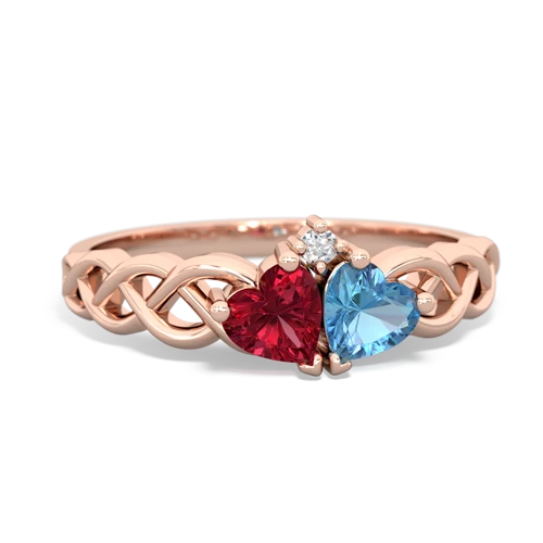 lab ruby-blue topaz celtic braid ring