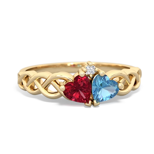 lab ruby-blue topaz celtic braid ring