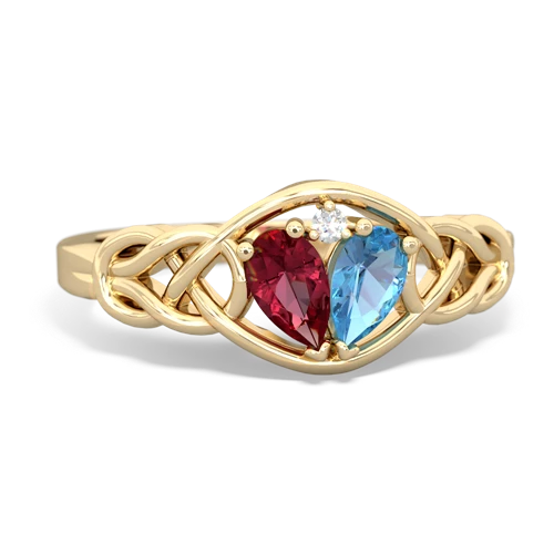 lab ruby-blue topaz celtic knot ring