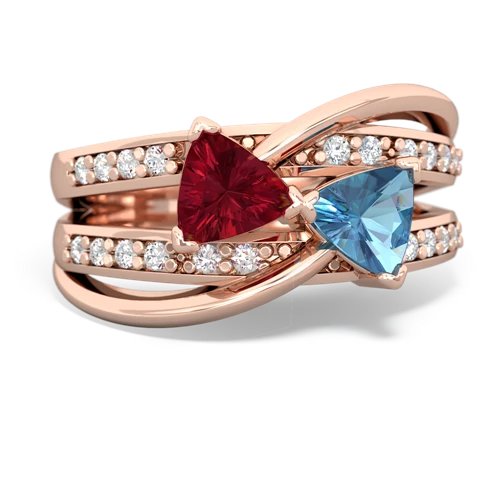 Lab Ruby Lab Created Ruby with Genuine Swiss Blue Topaz Bowtie ring Ring