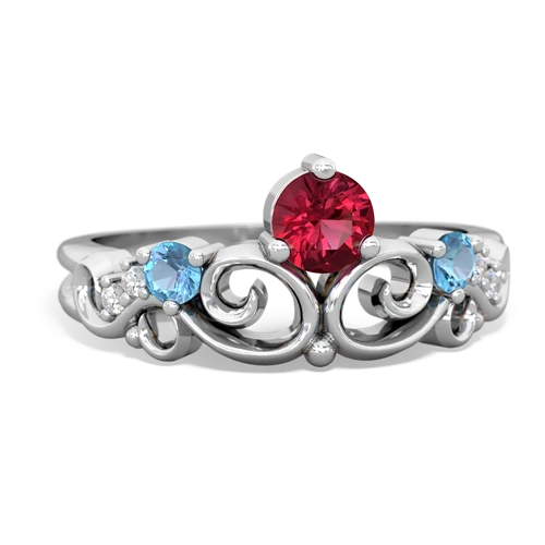 Lab Ruby Lab Created Ruby with Genuine Swiss Blue Topaz and  Crown Keepsake ring Ring