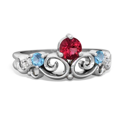 lab ruby-blue topaz crown keepsake ring