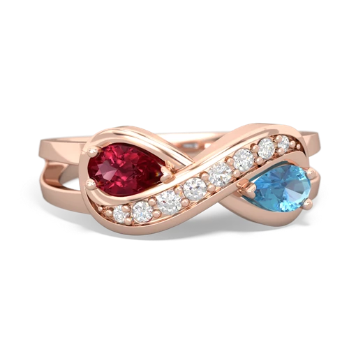 Lab Ruby Lab Created Ruby with Genuine Swiss Blue Topaz Diamond Infinity ring Ring