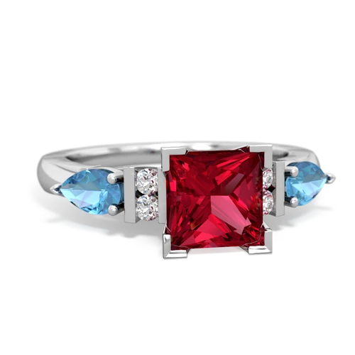Lab Ruby Lab Created Ruby with Genuine Swiss Blue Topaz and  Engagement ring Ring