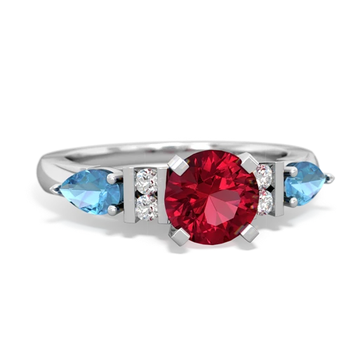 Lab Ruby Lab Created Ruby with Genuine Swiss Blue Topaz and  Engagement ring Ring
