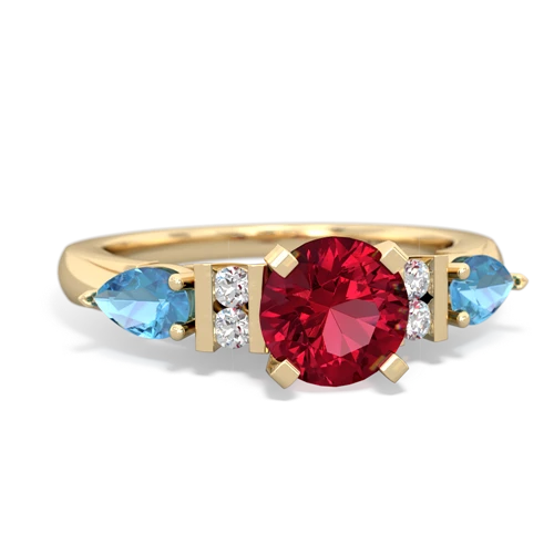 Lab Ruby Lab Created Ruby with Genuine Swiss Blue Topaz and Genuine Smoky Quartz Engagement ring Ring
