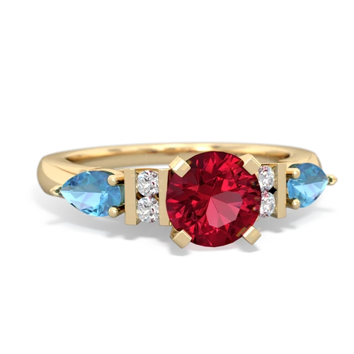 lab ruby-blue topaz engagement ring