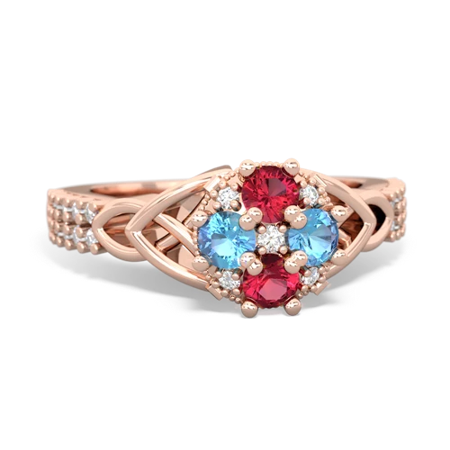 Lab Ruby Lab Created Ruby with Genuine Swiss Blue Topaz Celtic Knot Engagement ring Ring