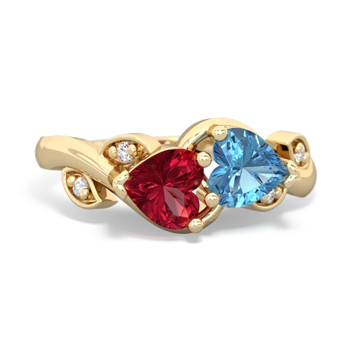 lab ruby-blue topaz floral keepsake ring