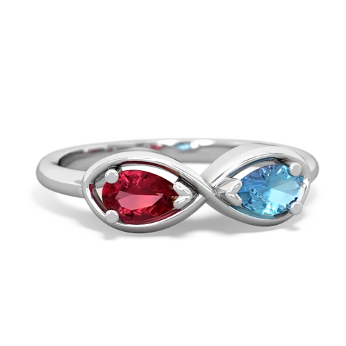 lab ruby-blue topaz infinity ring