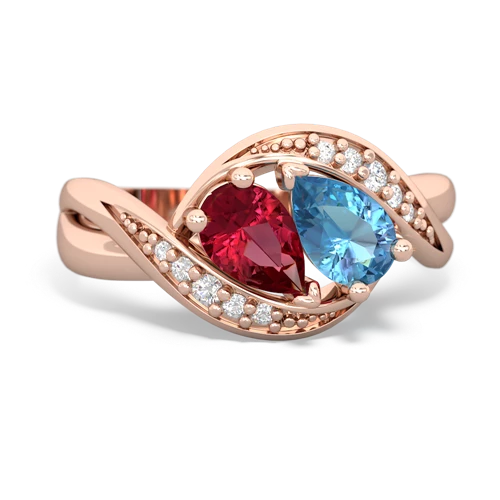 Lab Ruby Lab Created Ruby with Genuine Swiss Blue Topaz Summer Winds ring Ring