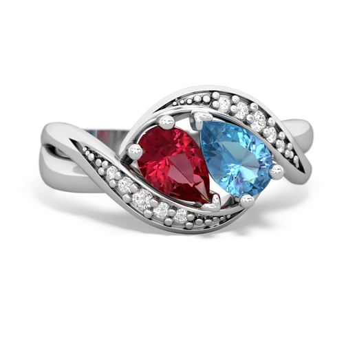 Lab Ruby Lab Created Ruby with Genuine Swiss Blue Topaz Summer Winds ring Ring