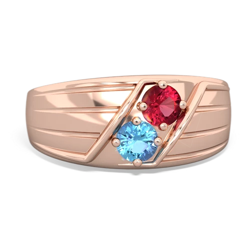 lab ruby-blue topaz mens ring