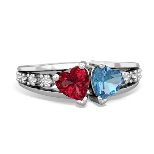 lab ruby-blue topaz modern ring